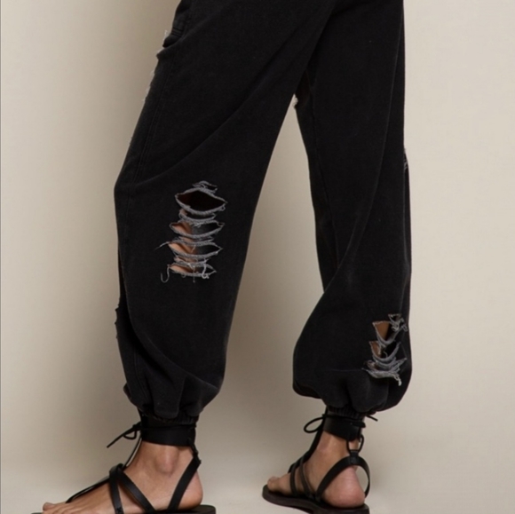 POL Black Destroyed Joggers - Picture 6 of 7